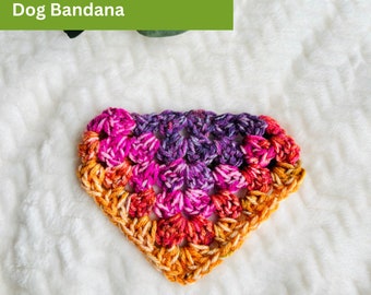 Pink Tie-Dye Print Crochet Slip-on Bandana for Dogs