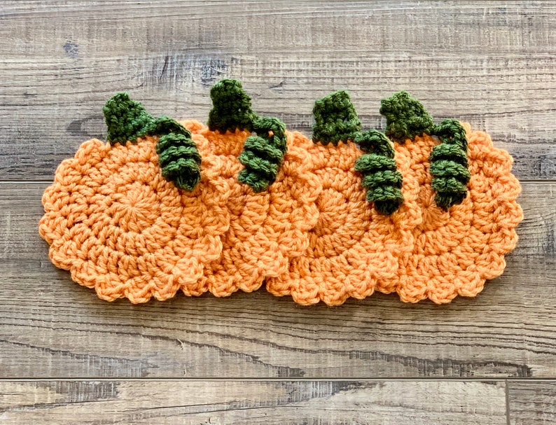 Crochet Pumpkin Coasters Fall Decor Halloween Decor image 0