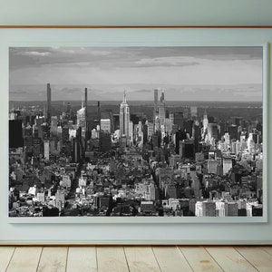 New York City Skyline Art - Stylized Digital Print - Urban Wall Art Decor - Black and white NYC  Illustration