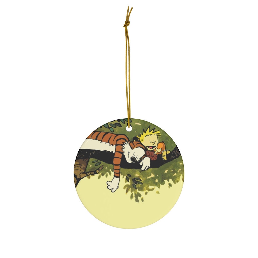 Discover Calvin and Hobbes Round Ceramic Ornaments