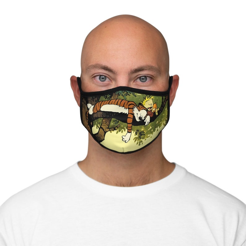 Calvin and Hobbes Fitted Face Mask with Filter Pocket Face | Etsy