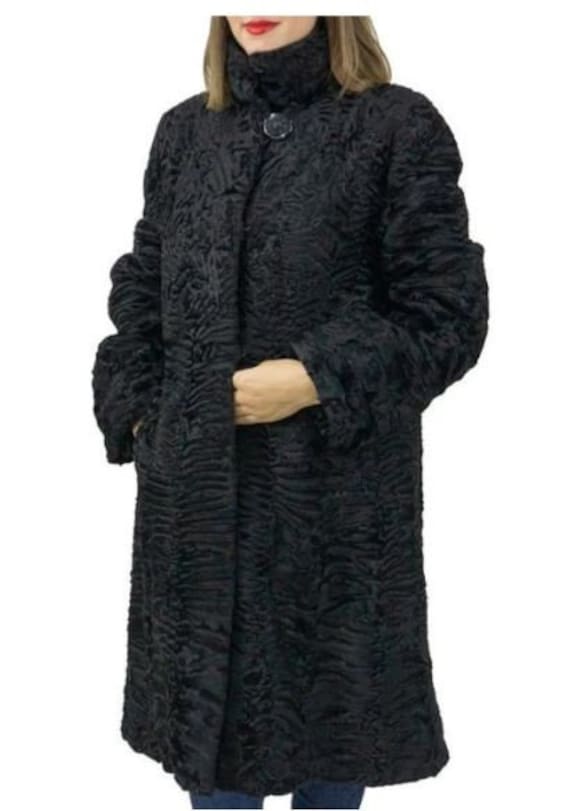 Manteau En Agneau Broadtail Marron - Marque Fursini - Taille M Pour Femme