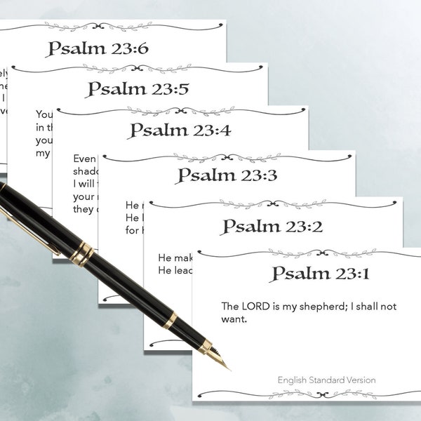 23rd Psalm (ESV) -Prayer and Meditation Cards - Printable with verse references on the back. See instructions for printing