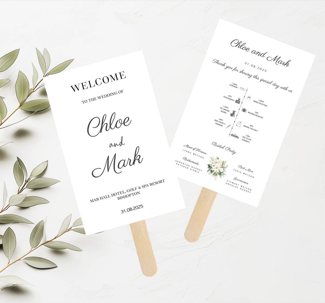 Personalized Wedding Fan: Order of the Day Program - Etsy
