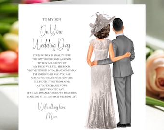 Personalized Wedding Day Card for Son From Mum