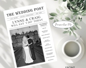 Personalized Wedding Newspaper Program: Order of the Day