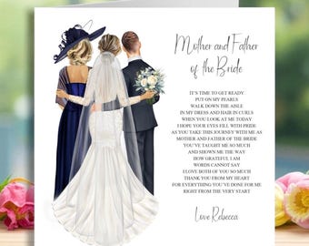 Personalized Mother & Father of the Bride Wedding Keepsake Card