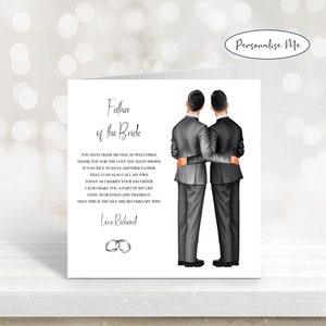 Carte souvenir personnalisée du père de la mariée et du marié, À mon beau-père le jour de mon mariage, cadeau pour lui