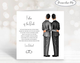 Father of the Bride from the Groom Wedding Day Card, Personalised Wedding Keepsake Card, To My Father in law on my Wedding Day Gift