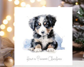 Handmade Puppy Christmas Cards: Dog Lover Holiday Cards, Set of 5