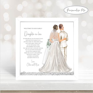Impression encadrée Bienvenue dans notre famille, belle-fille, cadeau de mariage pour la mariée, cadeau de mariage personnalisé pour la nouvelle belle-fille