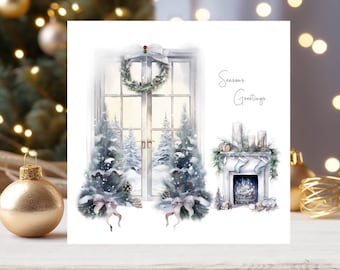 Handmade Snowy Winter Scene Christmas Cards (Set of 5)