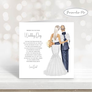 À ma fille, de mon père, sur la carte du jour de votre mariage