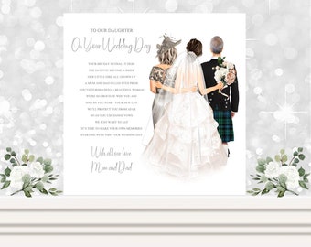 To Our Daughter On Your Wedding Day Card, Personalised Wedding Keepsake Card, Wedding Card From Mum And Dad On Your Wedding Day