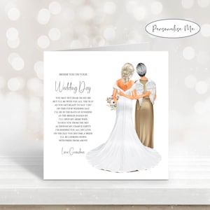 À la petite-fille de grand-mère le jour de votre mariage Du paradis, à vos côtés le jour de votre mariage, carte de souvenir du jour de votre mariage