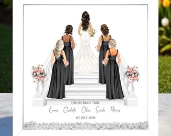 Personalized Bride & Bridesmaids Framed Print: Bride Tribe Gift
