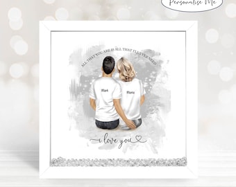 Personalised Couple Print, Customised Couple Gift, Boyfriend and Girlfriend Print, Couples Gift, Valentines Day Gift for her, gift for him