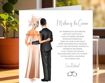 Personalized Mother of Groom Wedding Card: Poem Keepsake