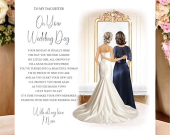 Personalised Wedding Card for Daughter From Mum, Sentimental Keepsake Poem