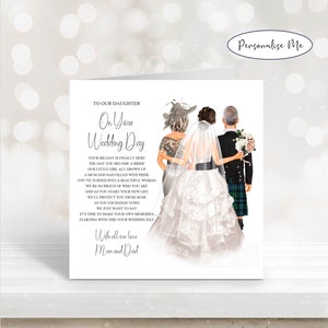À notre fille le jour de votre mariage, carte souvenir de mariage personnalisée, carte de mariage de maman et papa le jour de votre mariage