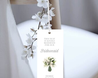 Personalized Wedding Reserved Seat Tag: White Silk Card