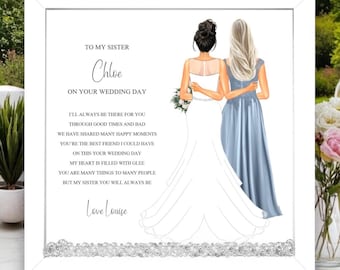To my Sister on your Wedding Day Poem Framed Print, Personalised Wedding Keepsake, Wedding Gift, wedding gift for the bride