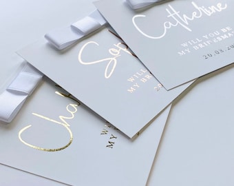 Foiled Bridesmaid Proposal Card: Mini Print with Ribbon