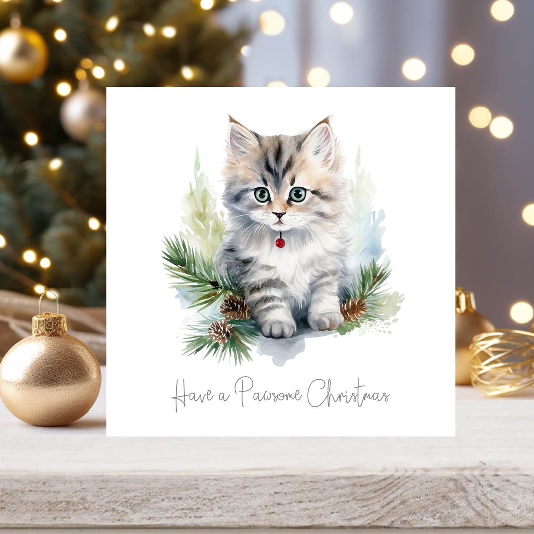 Luxury Christmas Cards X 5, Winter Holiday Kittens, Cat Lover Handmade ...