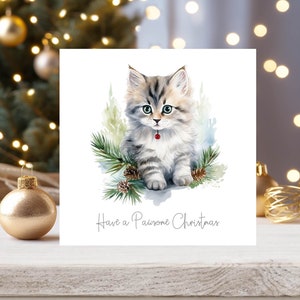 Luxury Christmas Cards x 5, Winter Holiday Kittens, Cat Lover Handmade Christmas Cards, Cute Kitten Christmas Cards