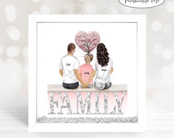 Personalized Family Print: Sparkly Crystal Frame, Keepsake Gift