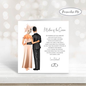 Carte de mariage de la mère du marié du marié, poème de mariage de la mère du marié, carte souvenir de mariage de maman personnalisée