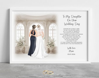 Personalized Daughter Wedding Day Print: Mother to Bride Keepsake