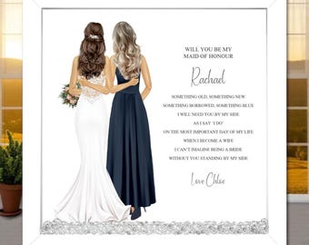 Personalized Maid of Honour Proposal Poem Framed Print