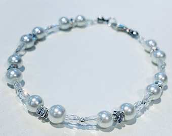 Bridesmaid Pearl Bracelet: Silver Plated Wedding Jewelry Gift