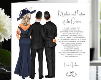 Mother and Father of Groom From Your Son On My Wedding Day Card, Gift To Mum and Dad on My Wedding Day, Personalised Wedding Gift