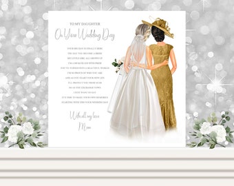 To My Daughter From Mum On Your Wedding Day Card, Personalised Wedding Keepsake Card, On My Daughters Wedding Day Card