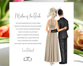 Personalized Mother of Bride Card: Wedding Keepsake Poem