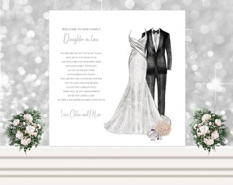 Welcome to our family Daughter-in-law Wedding Day Card, Personalised Wedding Keepsake Card, Sentimental Wedding Day Poem