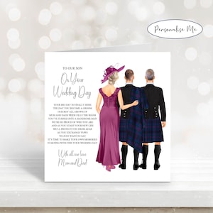 À notre fils le jour de votre mariage, carte souvenir de mariage personnalisée, carte de mariage de maman et papa le jour de votre mariage
