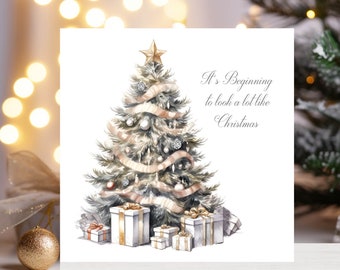 Handmade Christmas Tree Cards: Snowy Winter Holiday (Set of 5)