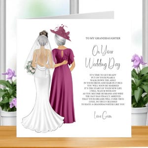 To My Granddaughter On Your Wedding Day Card, Personalised Wedding Keepsake Card, Wedding Card to Granddaughter from Gran