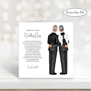 À mon petit-fils De grand-père le jour de votre mariage Du ciel, à vos côtés le jour de votre mariage, carte de souvenir du jour du mariage de votre petit-fils