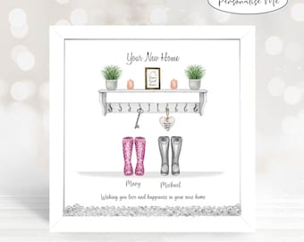 New Home Gift For Couple, First Home Framed Print, Personalised Housewarming Present, Moving In Together, Our New Home, New Home Print