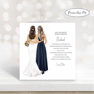 Carte Serez-vous ma demoiselle d'honneur, poème de demoiselle d'honneur, carte de mariage de demoiselle d'honneur personnalisée, carte-cadeau souvenir