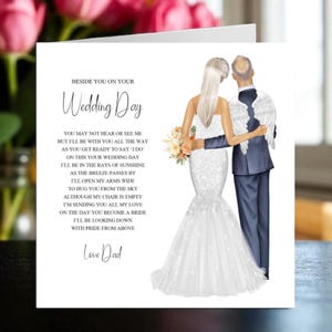 To My Daughter From Dad On Your Wedding Day Card From Heaven, Beside You On Your Wedding Day, On My Daughters Wedding Day Rememberance Card