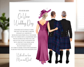 To Our Son On Your Wedding Day Card, Personalised Wedding Keepsake Card, Wedding Card From Mum And Dad On Your Wedding Day