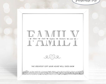 Personalized Family Print: Keepsake Gift, Sparkly Crystal Frame