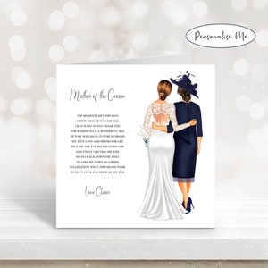 Mother of the Groom Wedding Day Card, To My Mother-in-law on My Wedding Day Card, Personalised Parents Wedding Keepsake Card