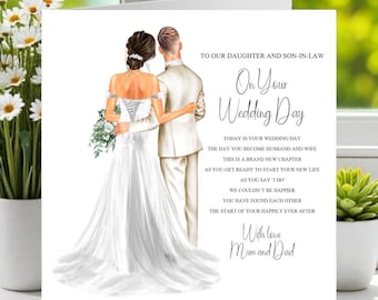 To Our Daughter and Son-in-law On Your Wedding Day Card, To The Bride and Groom On Your Wedding Day Personalised Keepsake Card, Sentimental