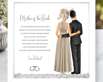 Mother of the Bride from the Groom on my Wedding Day Poem Framed Print, To My Mother in law on my Wedding Day, Personalised Wedding Keepsake